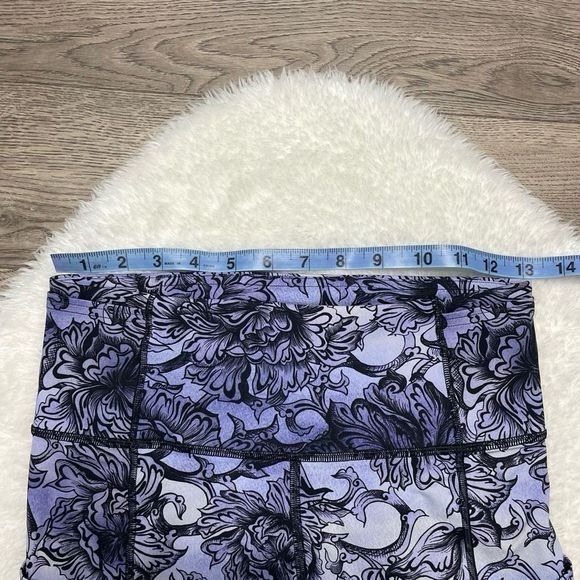 Lululemon Fast Free Hanakotoba Starlight Crop Purple Floral Leggings Sz 6 Run - Picture 8 of 10